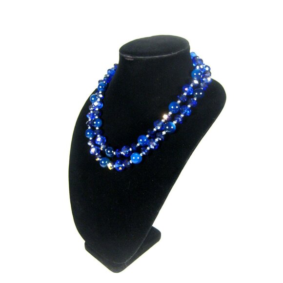 Statement Necklace Glass Plastic Beaded 20 inch Multi Strand Silvertone Jewelry - Picture 8 of 10